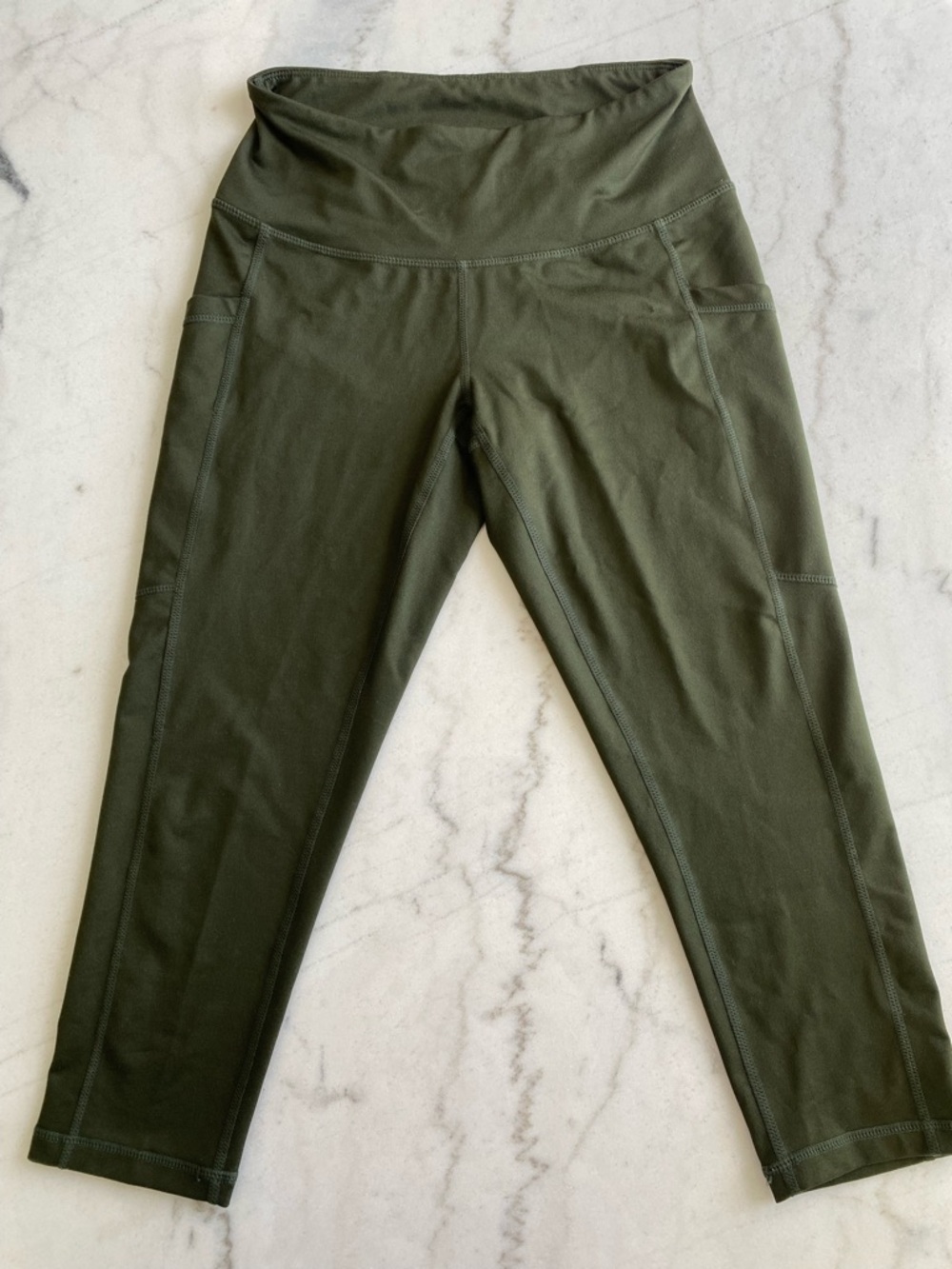 Zella High Waist Cropped Pocket Women's Leggings – Olive Green - Size Small.
